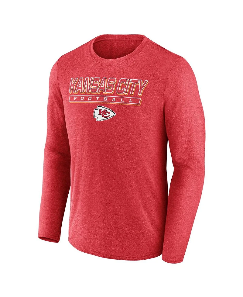 Fanatics Men's Heather Red Kansas City Chiefs Fundamentals Long Sleeve T-Shirt
