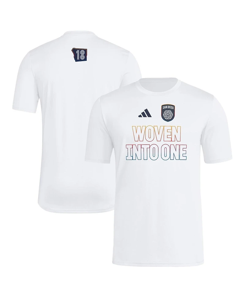 Adidas Men's White San Diego Fc 2025 Jersey Hook Aeroready T-Shirt