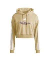 Adidas Women's Gold Washington Huskies Campus Queen Cropped Pullover Hoodie