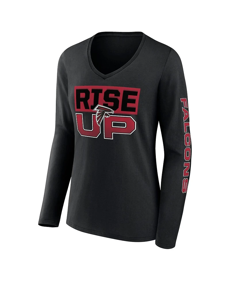 Fanatics Women's Black Atlanta Falcons Hometown Sweep Long Sleeve V-Neck T-Shirt