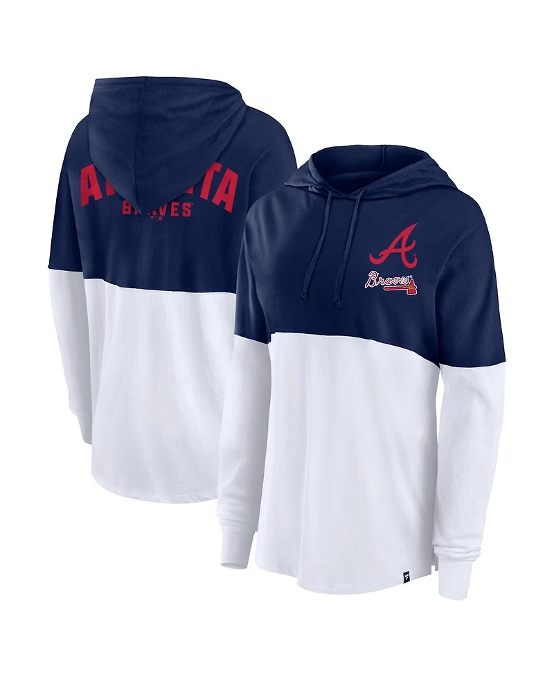 Fanatics Women's Navy/White Atlanta Braves Backup Option Pullover Hoodie
