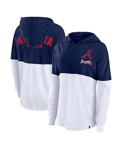 Fanatics Women's Navy/White Atlanta Braves Backup Option Pullover Hoodie