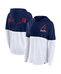 Fanatics Women's Navy/White Atlanta Braves Backup Option Pullover Hoodie