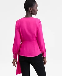 I.n.c. International Concepts Women's Asymmetric-Tie Surplice Top, Macy's Exclusive