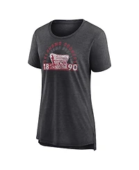 Fanatics Women's Heather Charcoal Oklahoma Sooners Badge Fade Tri-Blend T-Shirt