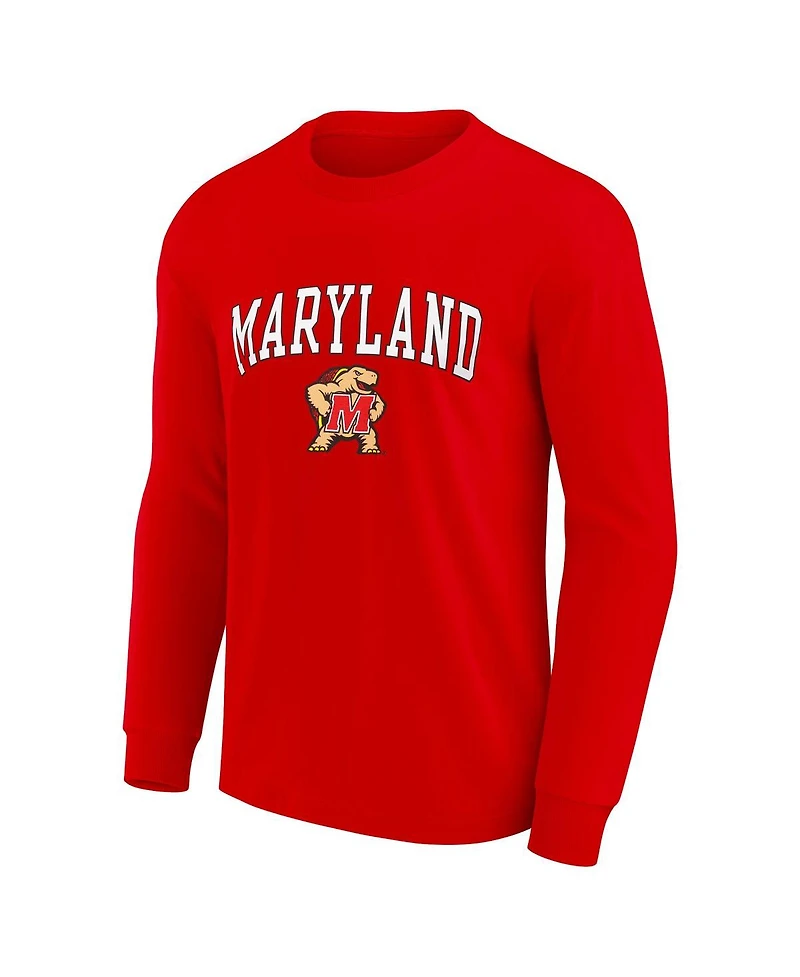 Fanatics Unlabeled Men's Red Maryland Terrapins Team Logo Long Sleeve T-Shirt