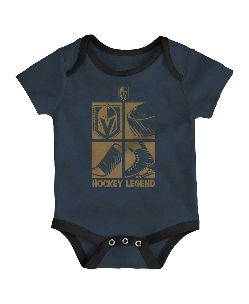 Outerstuff Baby Boys and Girls 3-Piece Vegas Golden Knights Legend Bodysuit Set