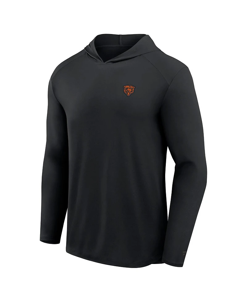 Fanatics Men's Black Chicago Bears Front Office Power Mono Long Sleeve Hoodie T-Shirt