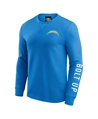 Darius Rucker Collection by Fanatics Men's Powder Blue Los Angeles Chargers Washed Waffle-Knit Long Sleeve T-Shirt