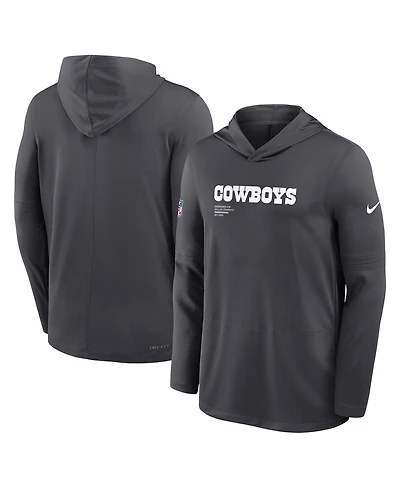 Nike Men's Anthracite Dallas Cowboys Sideline Pure Performance Long Sleeve Hoodie T-Shirt