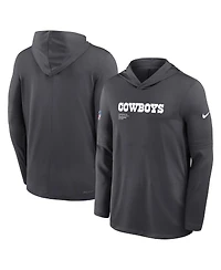 Nike Men's Anthracite Dallas Cowboys Sideline Pure Performance Long Sleeve Hoodie T-Shirt