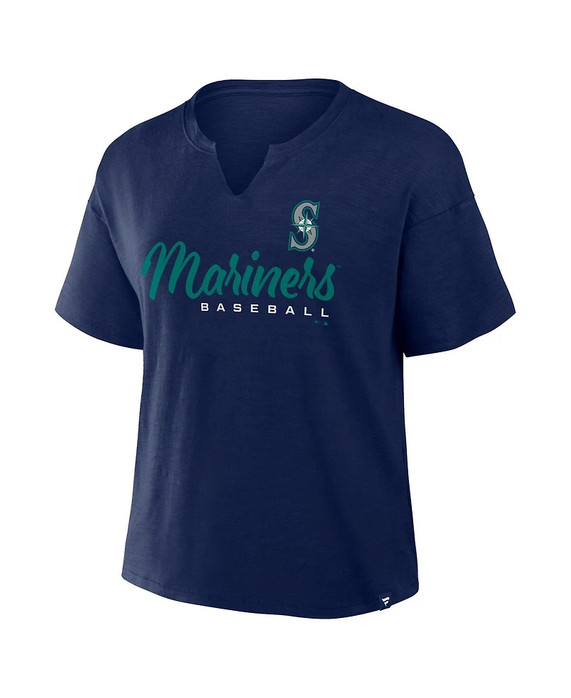 Fanatics Women's Navy Seattle Mariners Fan Fave Stadium Slub Boxy T-Shirt