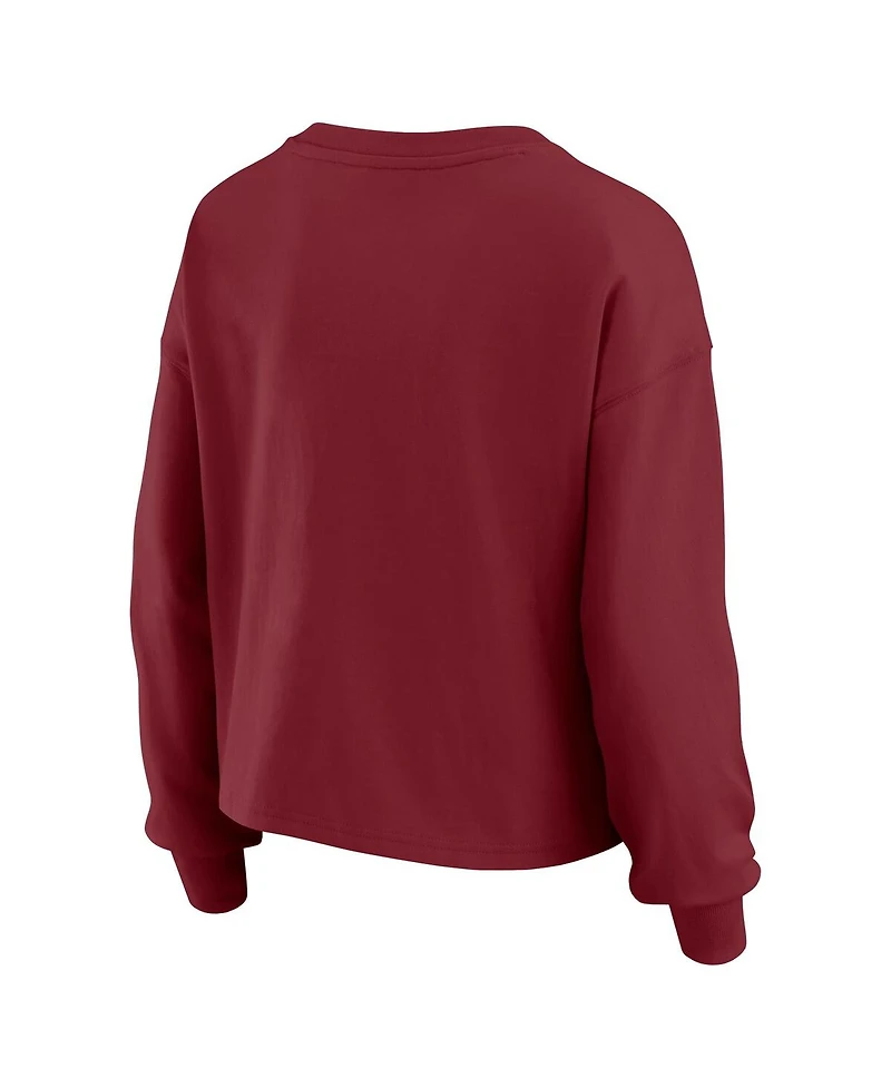 Wear by Erin Andrews Women's 2-Piece Burgundy Washington Commanders Heavy Rugby Jersey Long Sleeve T-Shirt and Shorts Lounge Set