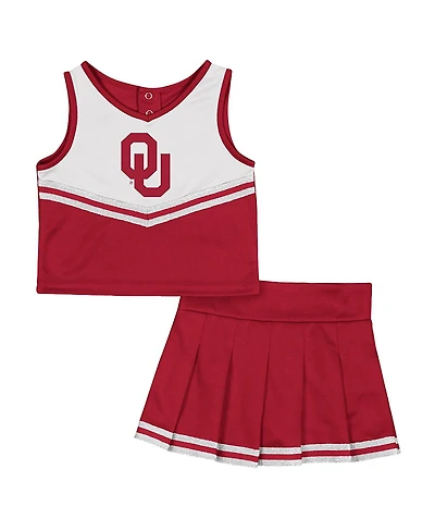 Colosseum Girls Toddler Crimson Oklahoma Sooners Time For Recess Cheer Top and Skirt Set