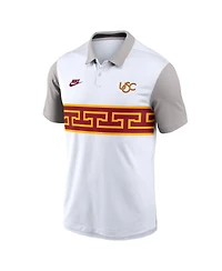 Nike Men's White/Gray Usc Trojans Athletic Prep Legacy Logo Vapor Performance Polo Shirt