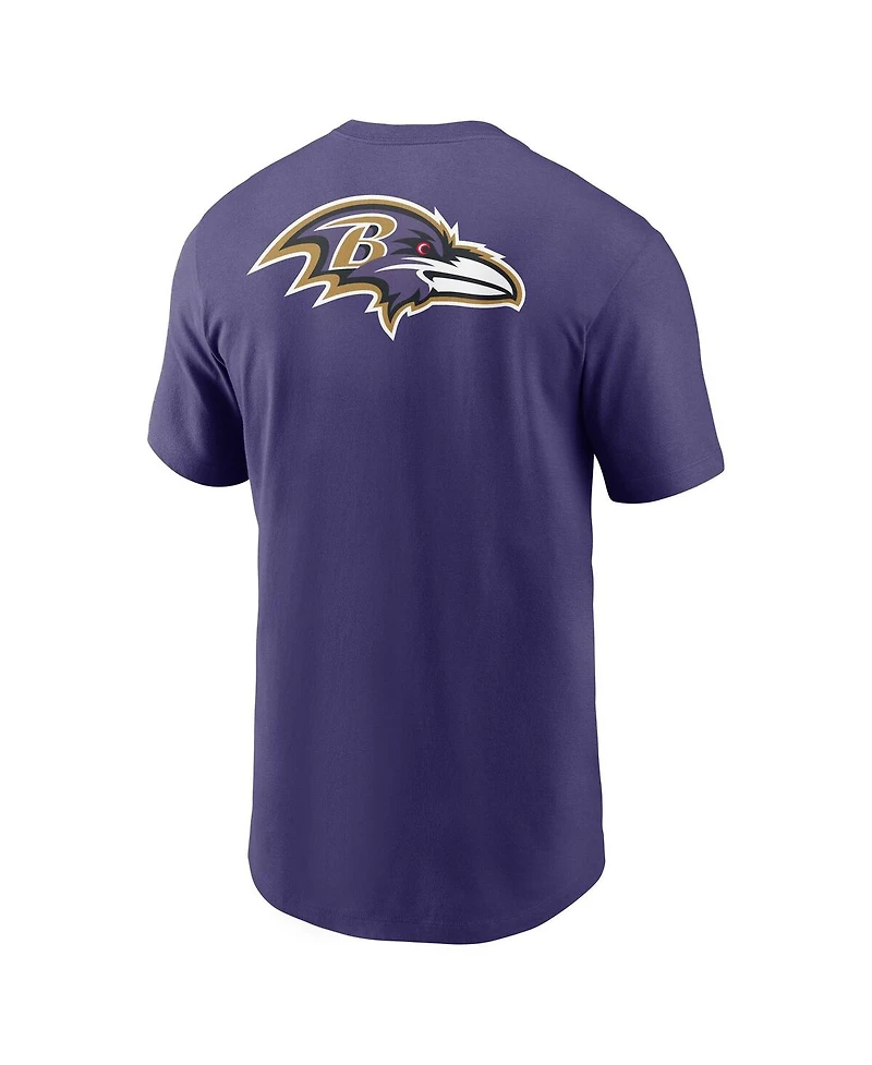 Nike Men's Purple Baltimore Ravens Rewind Front and Back Hit Essential T-Shirt
