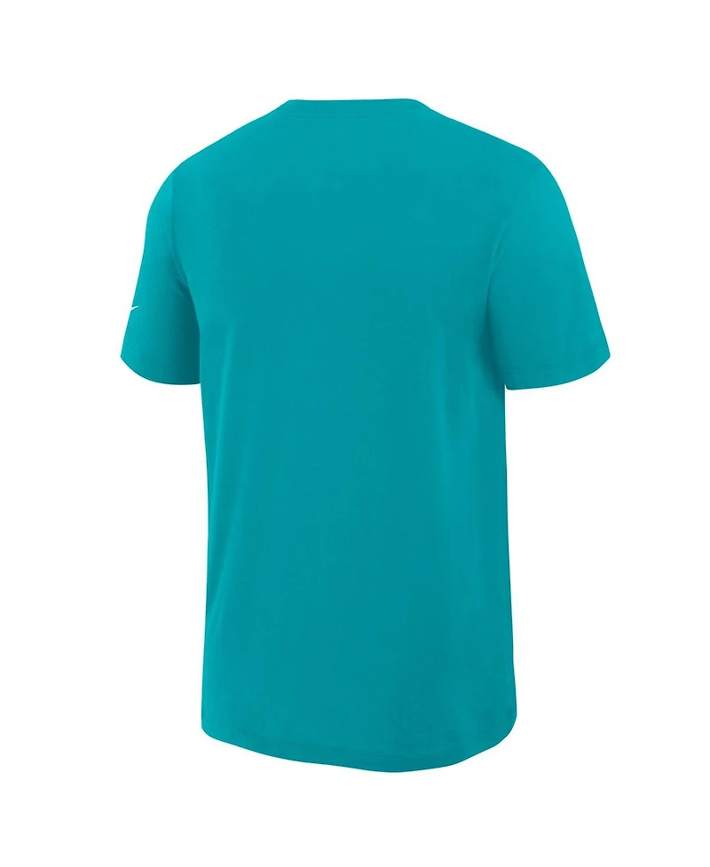Nike Men's Aqua Miami Dolphins Left End Run Slub Performance T-Shirt
