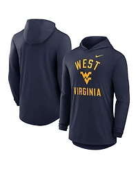 Nike Men's Navy West Virginia Mountaineers Classic Arch Tri-Blend Performance Long Sleeve Hoodie T-Shirt