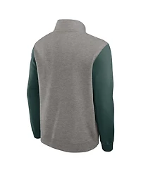 Nike Men's Heather Gray/Green Michigan State Spartans Club Fleece Half-Zip Pullover Sweatshirt
