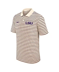 Nike Men's Cream/Purple Lsu Tigers Solid Foundation Striped Performance Polo Shirt