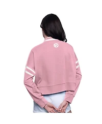 Starter Women's Pink Pittsburgh Steelers Power Play Cropped Pullover Sweatshirt