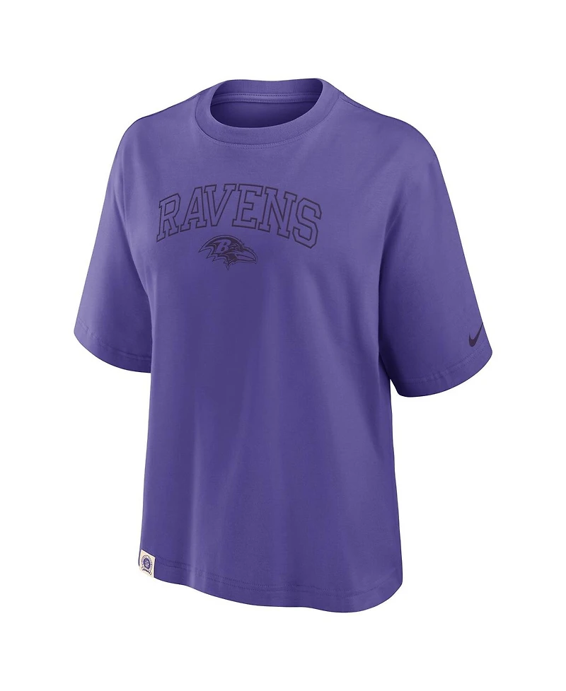 Nike Women's Purple Baltimore Ravens Glory Arch Boxy T-Shirt