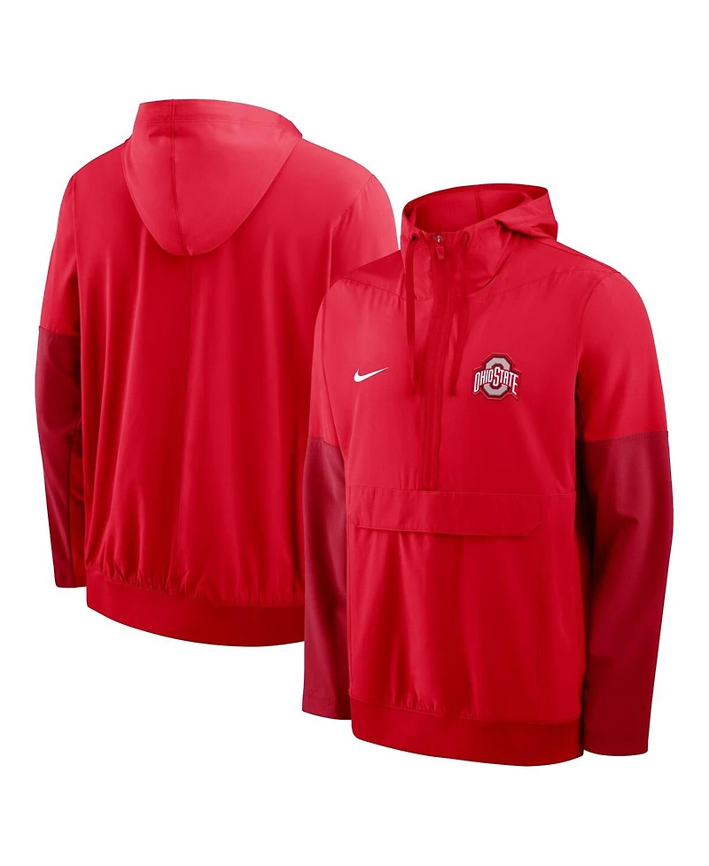 Nike Men's Scarlet Ohio State Buckeyes Anorak Half-Zip Hoodie Jacket