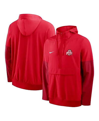 Nike Men's Scarlet Ohio State Buckeyes Anorak Half-Zip Hoodie Jacket