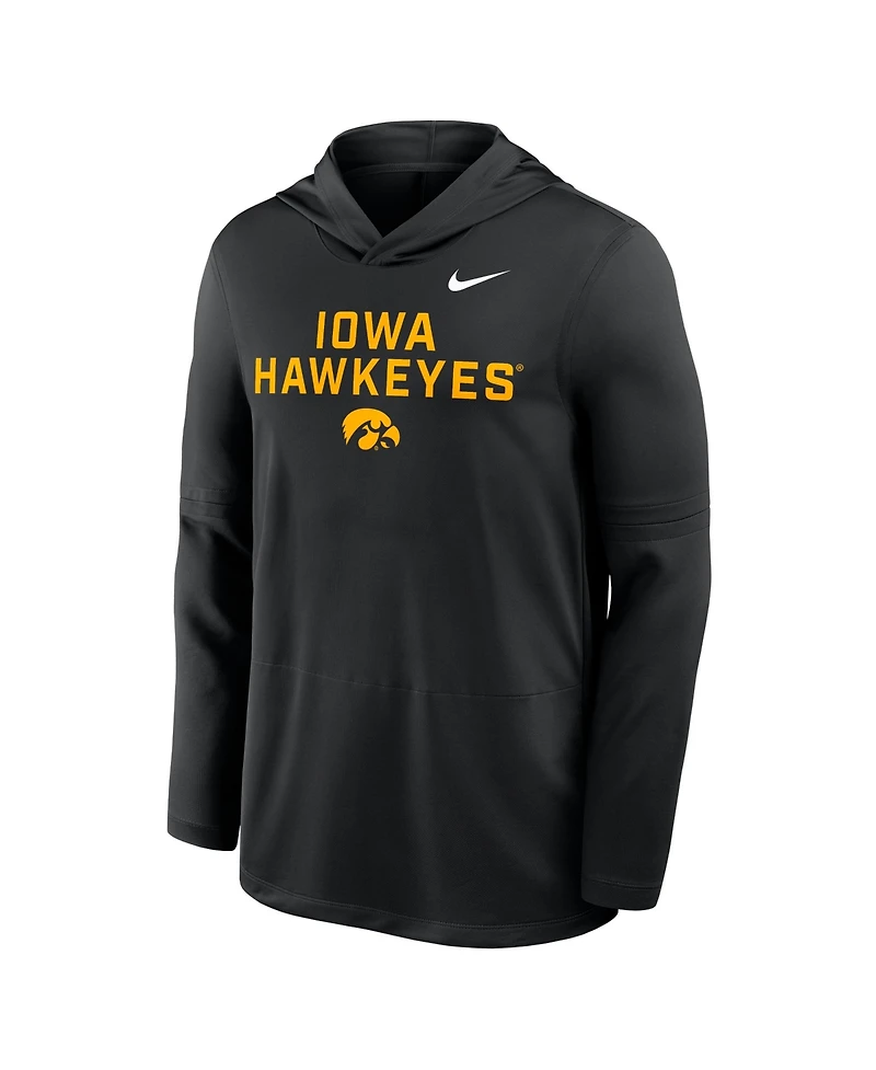 Nike Men's Iowa Hawkeyes 2025 Sideline Performance Long Sleeve Hoodie T-Shirt
