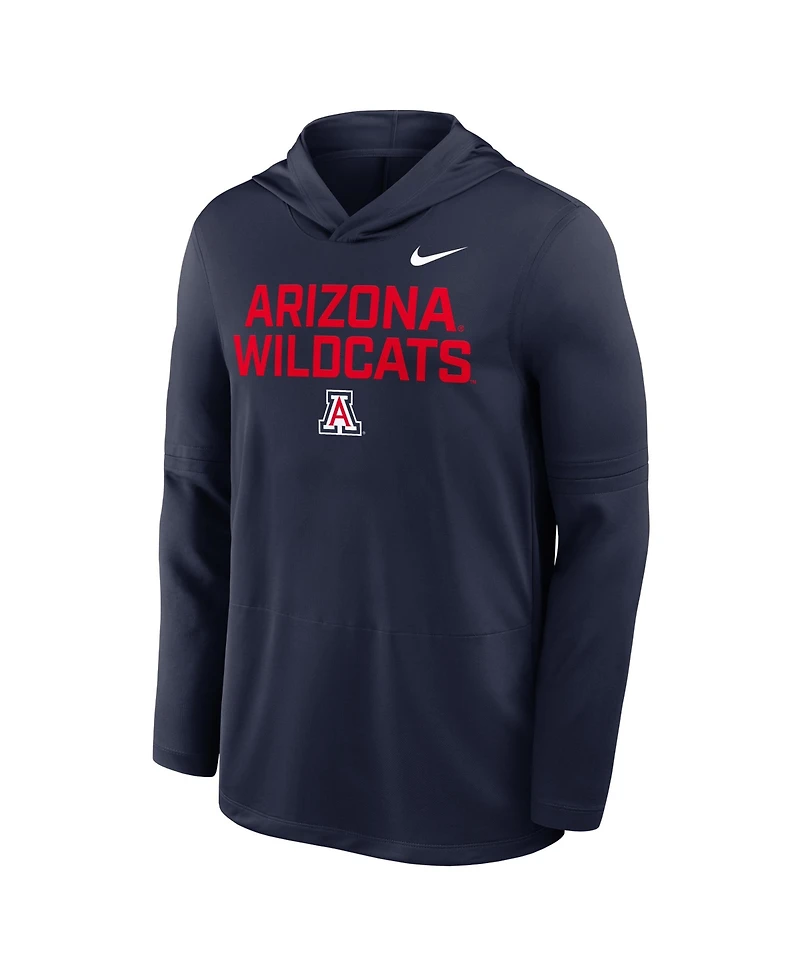 Nike Men's Navy Arizona Wildcats 2025 Sideline Performance Long Sleeve Hoodie T-Shirt
