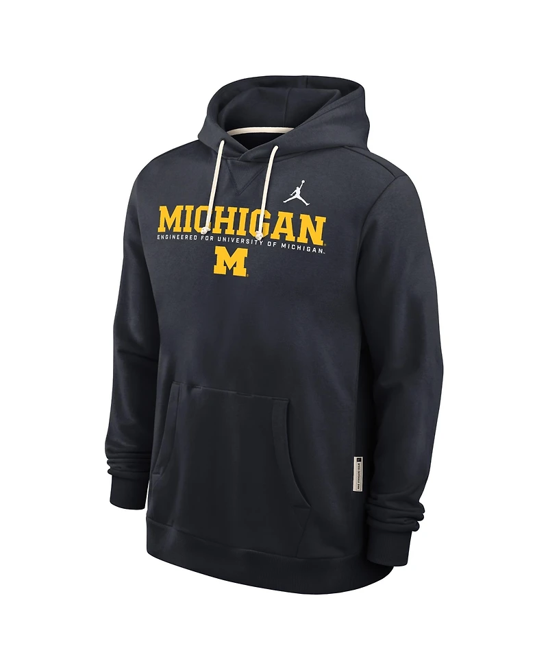Jordan Men's Navy Michigan Wolverines 2025 Sideline Performance Pullover Hoodie