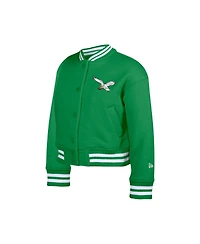 New Era Big Boys and Girls Kelly Green Philadelphia Eagles Throwback Chenille applique Fleece Full-Snap Jacket