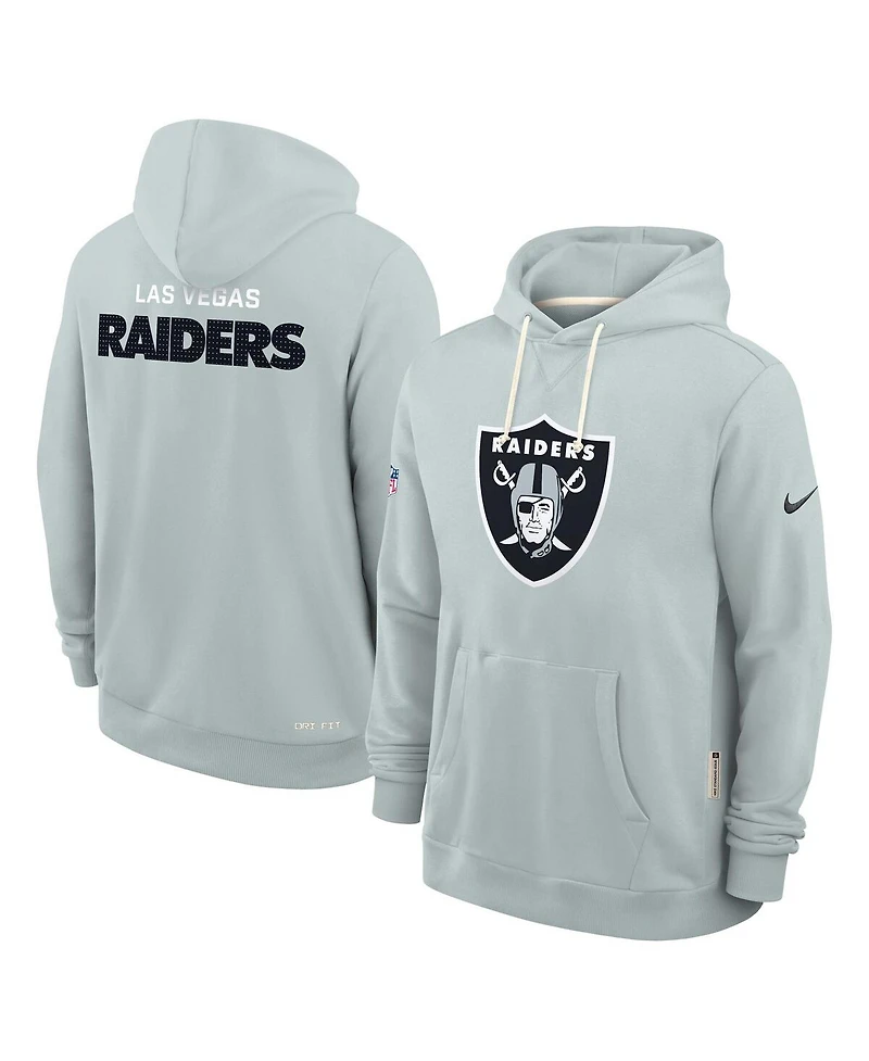 Nike Men's Silver Las Vegas Raiders Sideline Standard Issue Initial Home Dri-fit Hoodie