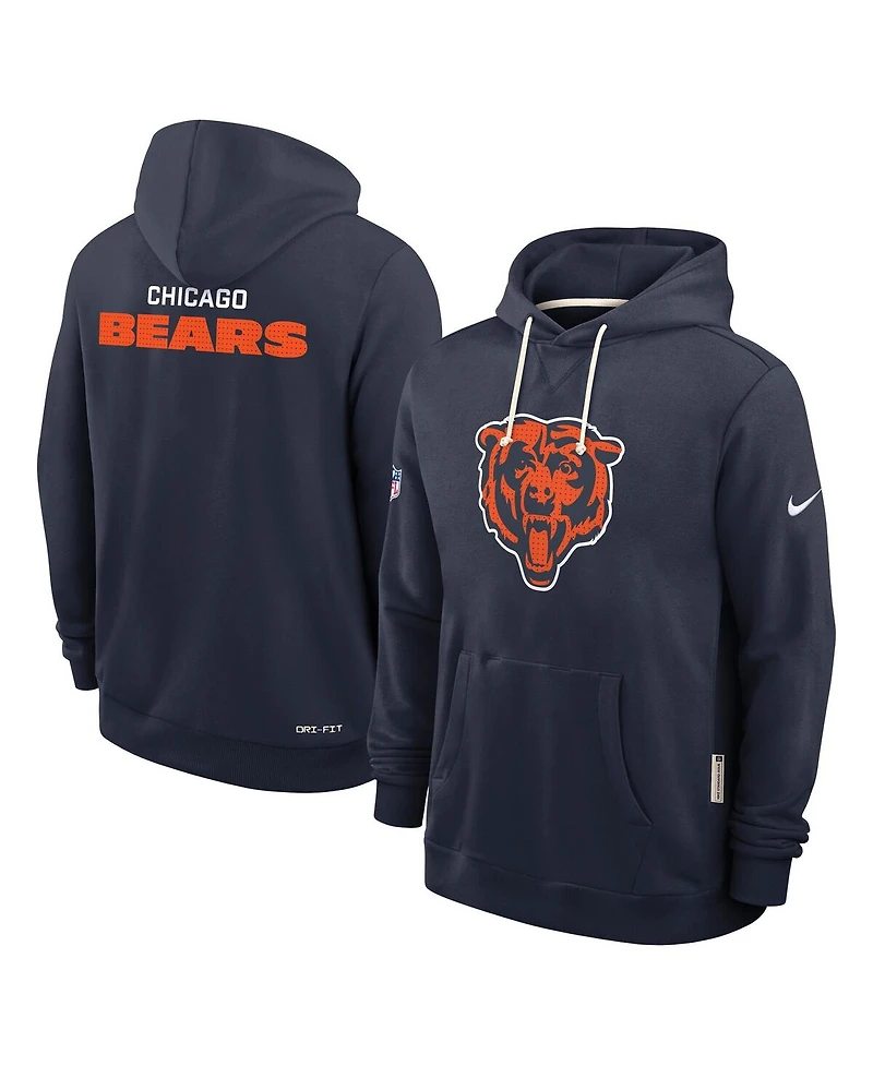 Nike Men's Navy Chicago Bears Sideline Standard Issue Initial Home Dri-fit Hoodie