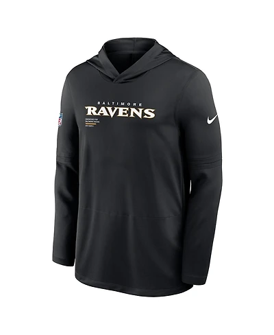 Nike Men's Black Baltimore Ravens Sideline Pure Performance Long Sleeve Hoodie T-Shirt