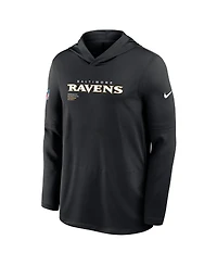 Nike Men's Black Baltimore Ravens Sideline Pure Performance Long Sleeve Hoodie T-Shirt