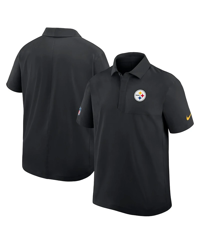 Nike Men's Black Pittsburgh Steelers Sideline City Pride Woven Performance Polo Shirt