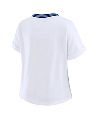 Wear by Erin Andrews Women's White Indianapolis Colts Cropped Center Stripe Dolman T-Shirt
