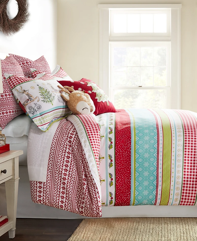 Levtex Home Merry and Bright Comet and Cupid Reversible -Pc. Duvet Cover Set
