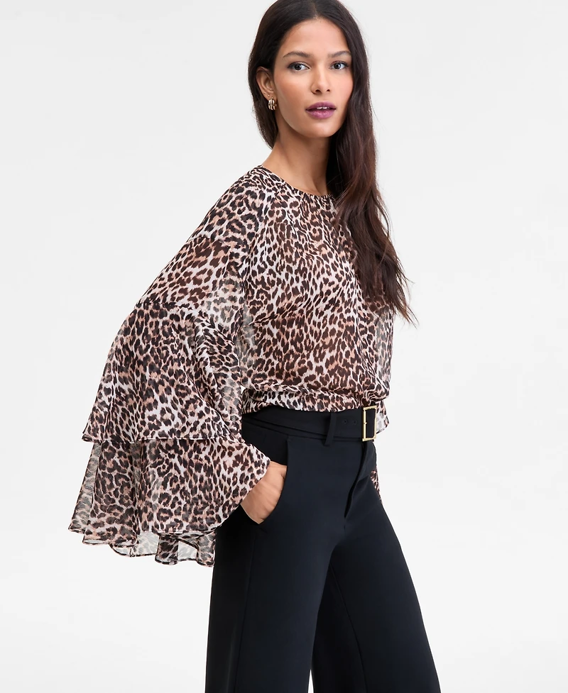I.n.c. International Concepts Petite Ruffled-Sleeve Blouse, Macy's Exclusive