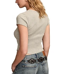 Lucky Brand Women's Short Sleeve Henley Neck Top