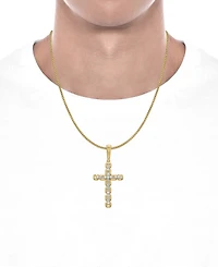 Men's Diamond Openwork Cross 22" Pendant Necklace (1/2 ct. t.w.) in 14k Gold-Plated Sterling Silver