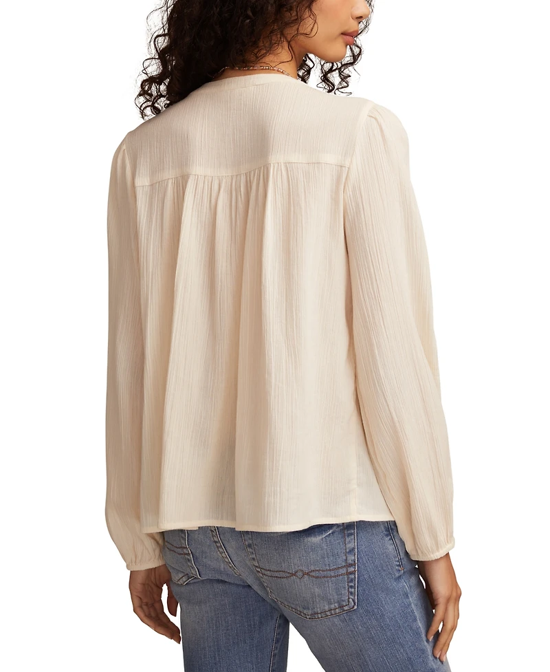 Lucky Brand Women's Peasant Button Down Blouse