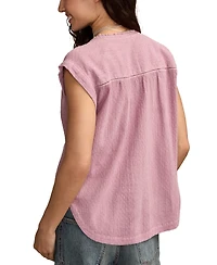 Lucky Brand Women's Dolman Ruffle Button Down Top