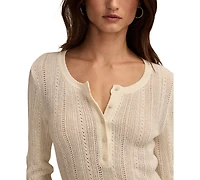 Lucky Brand Women's Pointelle Henley Sweater