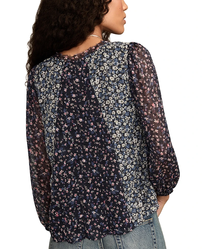 Lucky Brand Women's Print Mix Swing Top