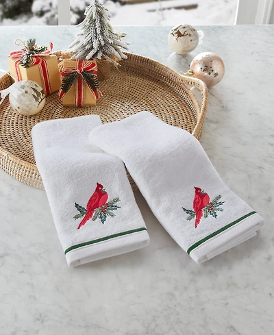 Decor Studio Holiday Cardinal Turkish Cotton 2-Pc. Hand Towel Set, 16" x 28"