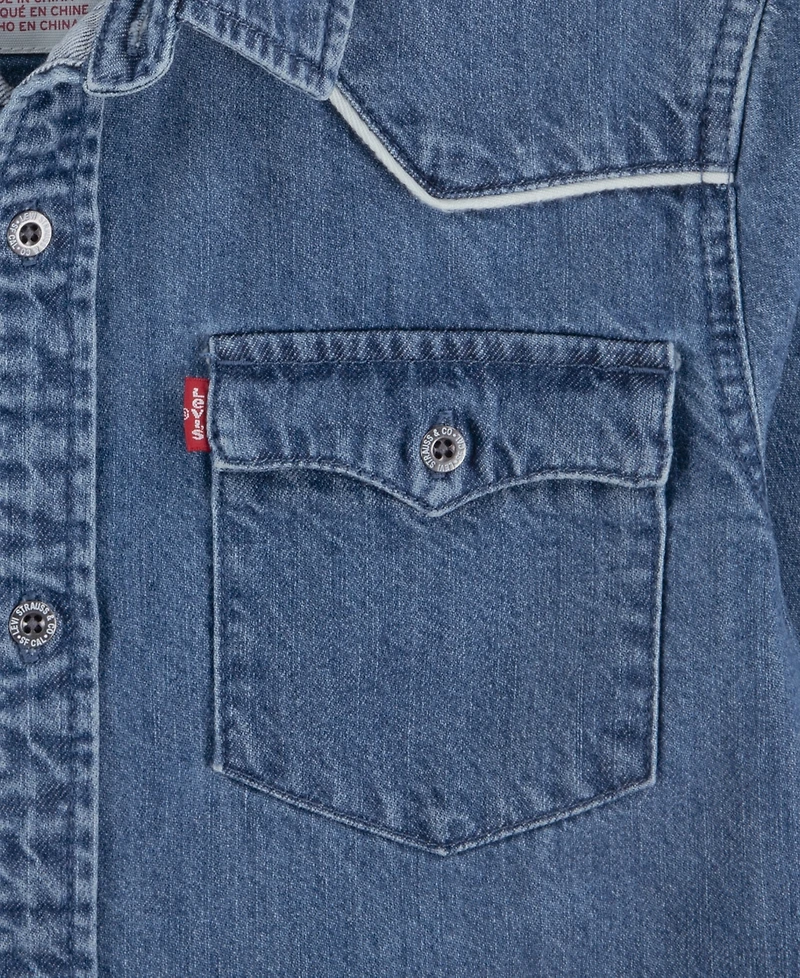 Levi's Big Boys Logo Western Denim Twill Long Sleeve Shirt