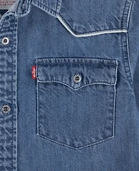 Levi's Big Boys Logo Western Denim Twill Long Sleeve Shirt