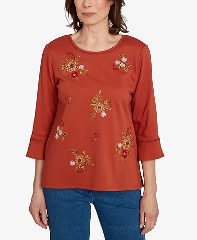 Alfred Dunner Women's Classic Tossed Floral Flutter Sleeve Top